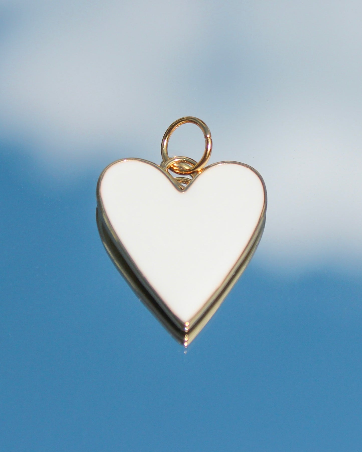 White Enamel Heart Charm