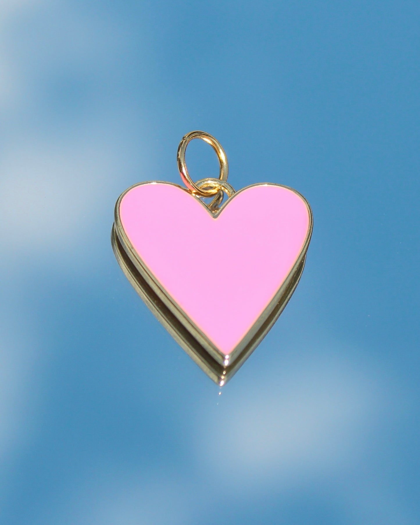 Pink Enamel Heart Charm