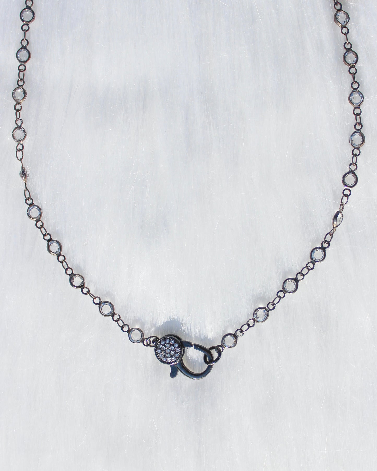Front Clasp Choker- Gunmetal Crystal: No charm
