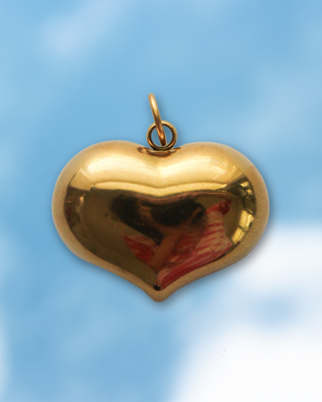 Gold Puffy Heart Charm- Tarnish Resistant