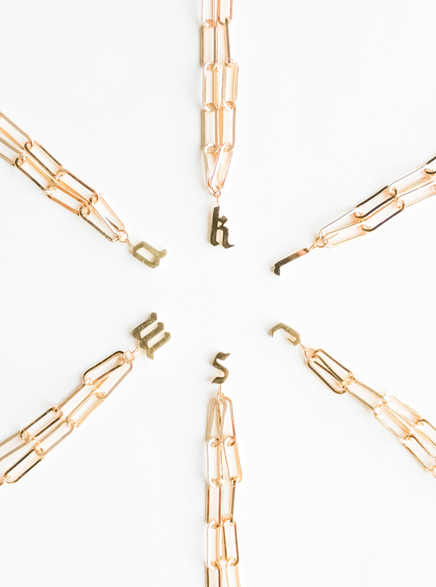 Gothic Initial Paperclip Chain Necklace- Tarnish Resistant