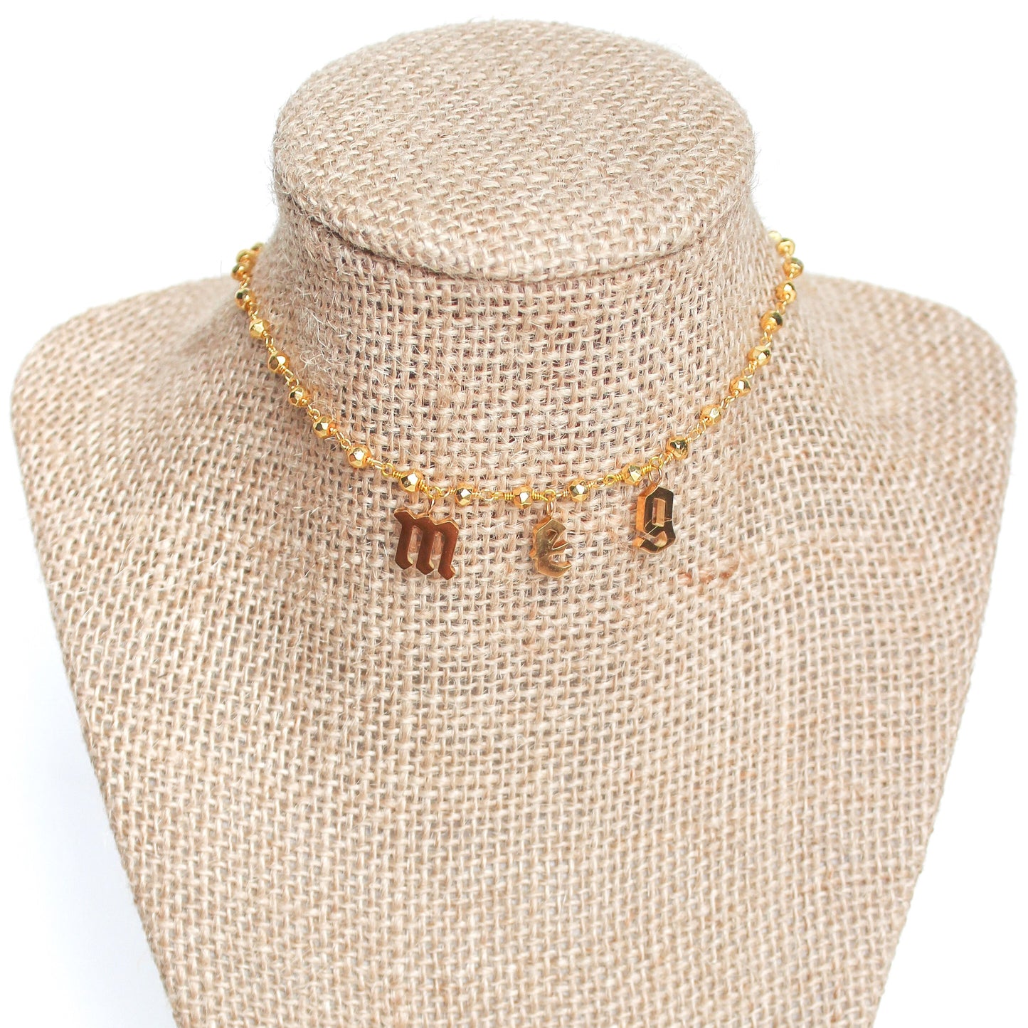 Custom Beaded Gothic Letter Necklace