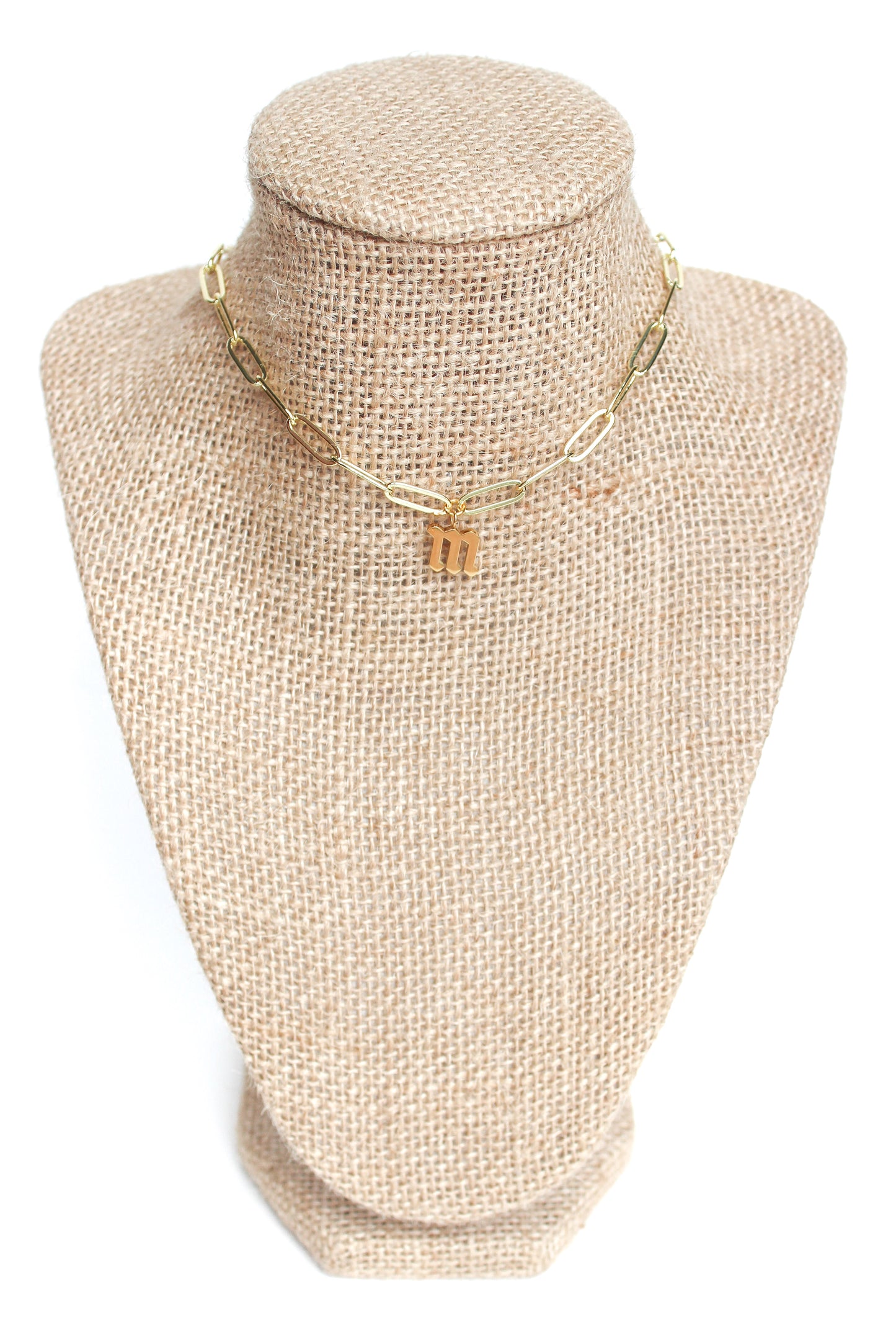 Gothic Initial Paperclip Chain Necklace- Tarnish Resistant