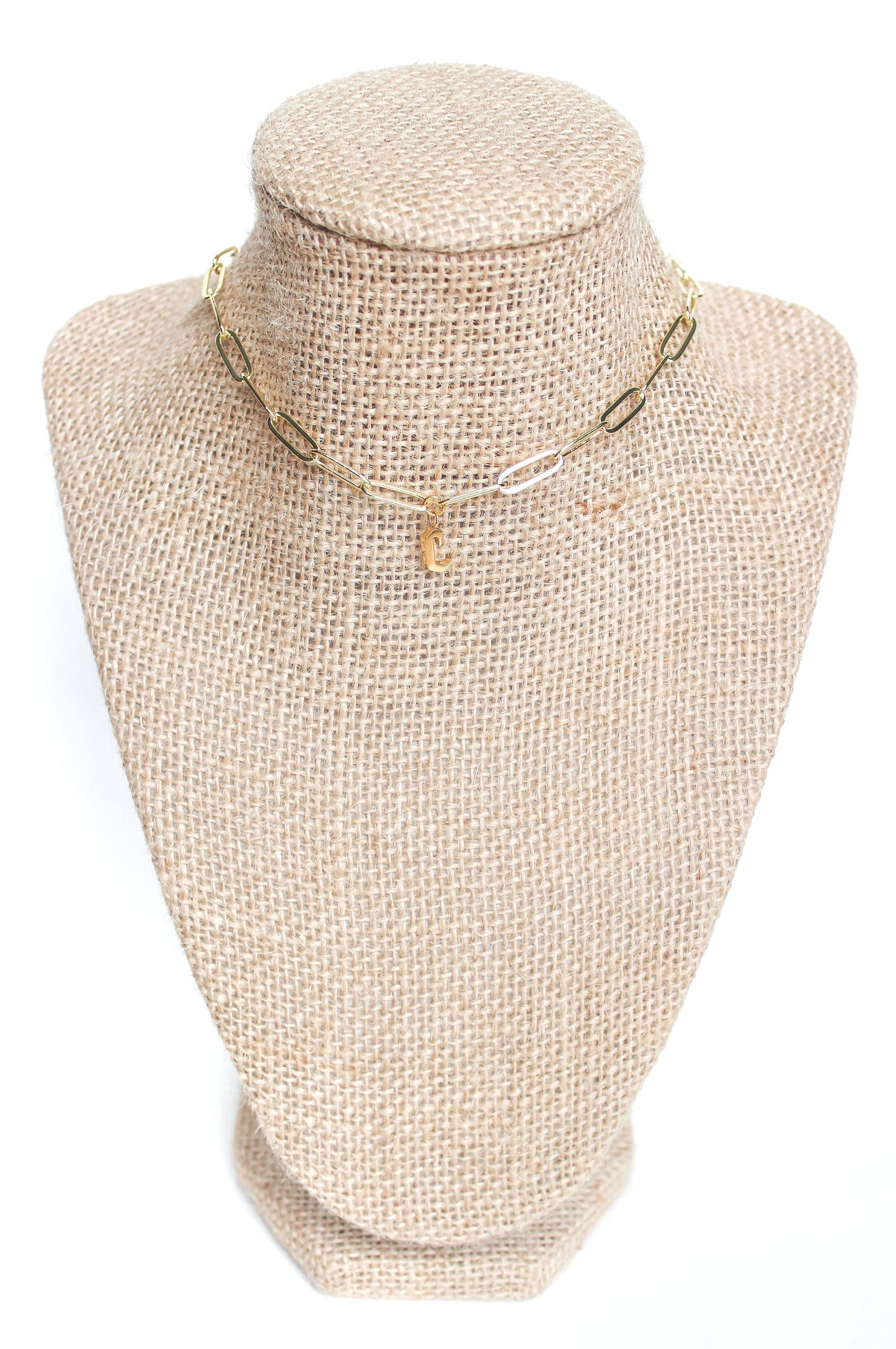 Gothic Initial Paperclip Chain Necklace- Tarnish Resistant