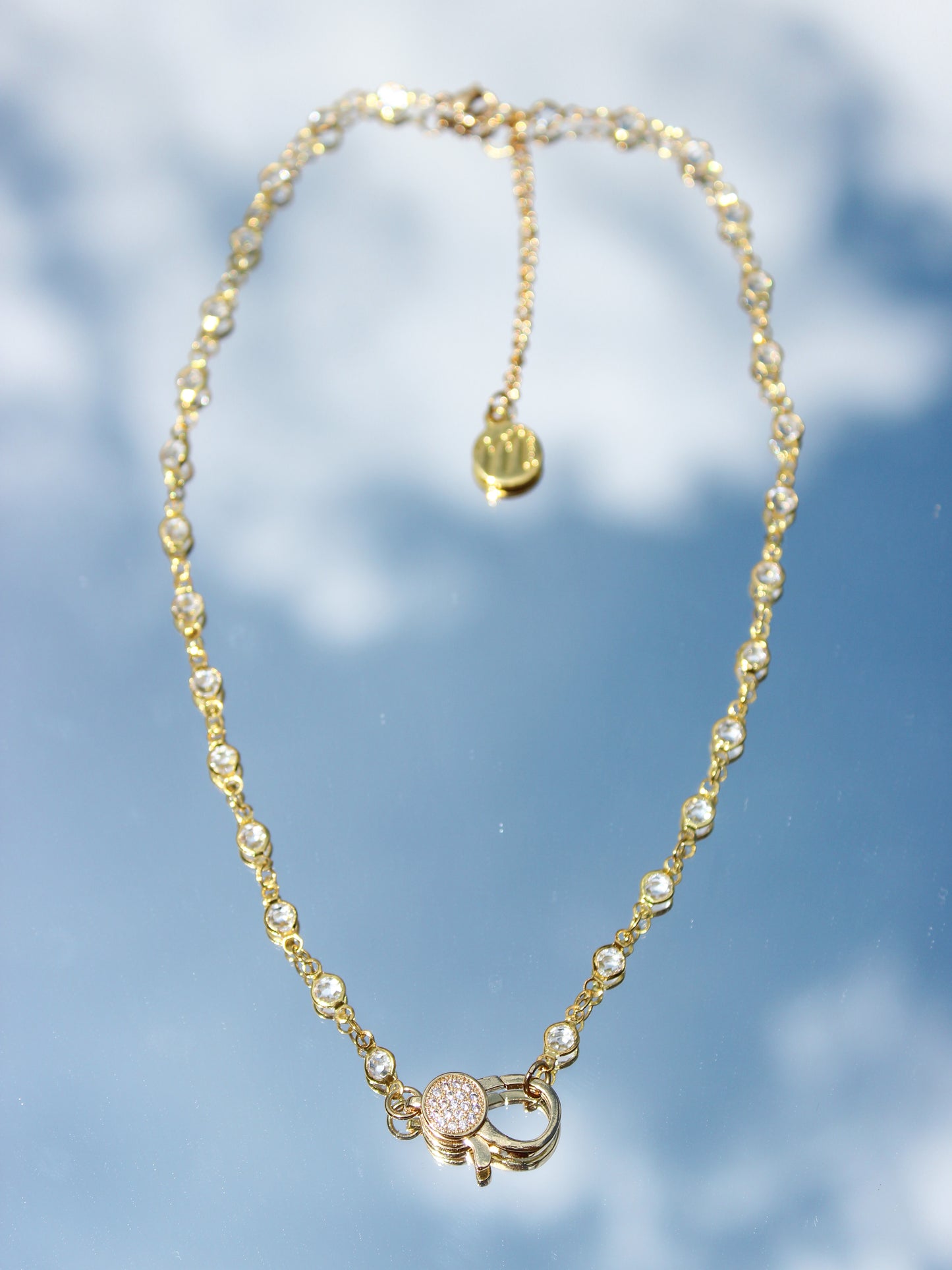 Front Clasp Choker- Gold Crystal Chain: No charm
