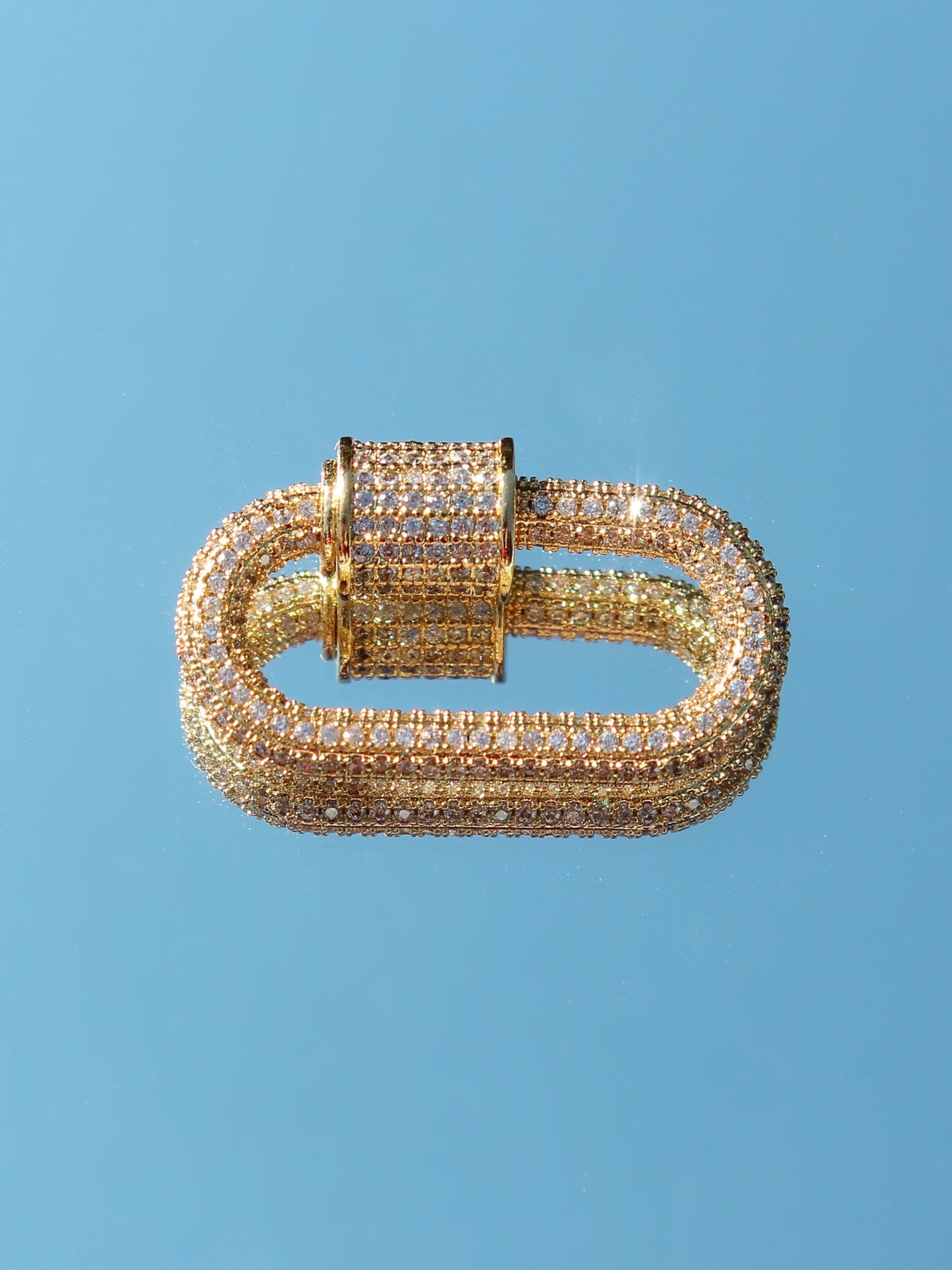 Large Gold Pavé Carabiner Clasp