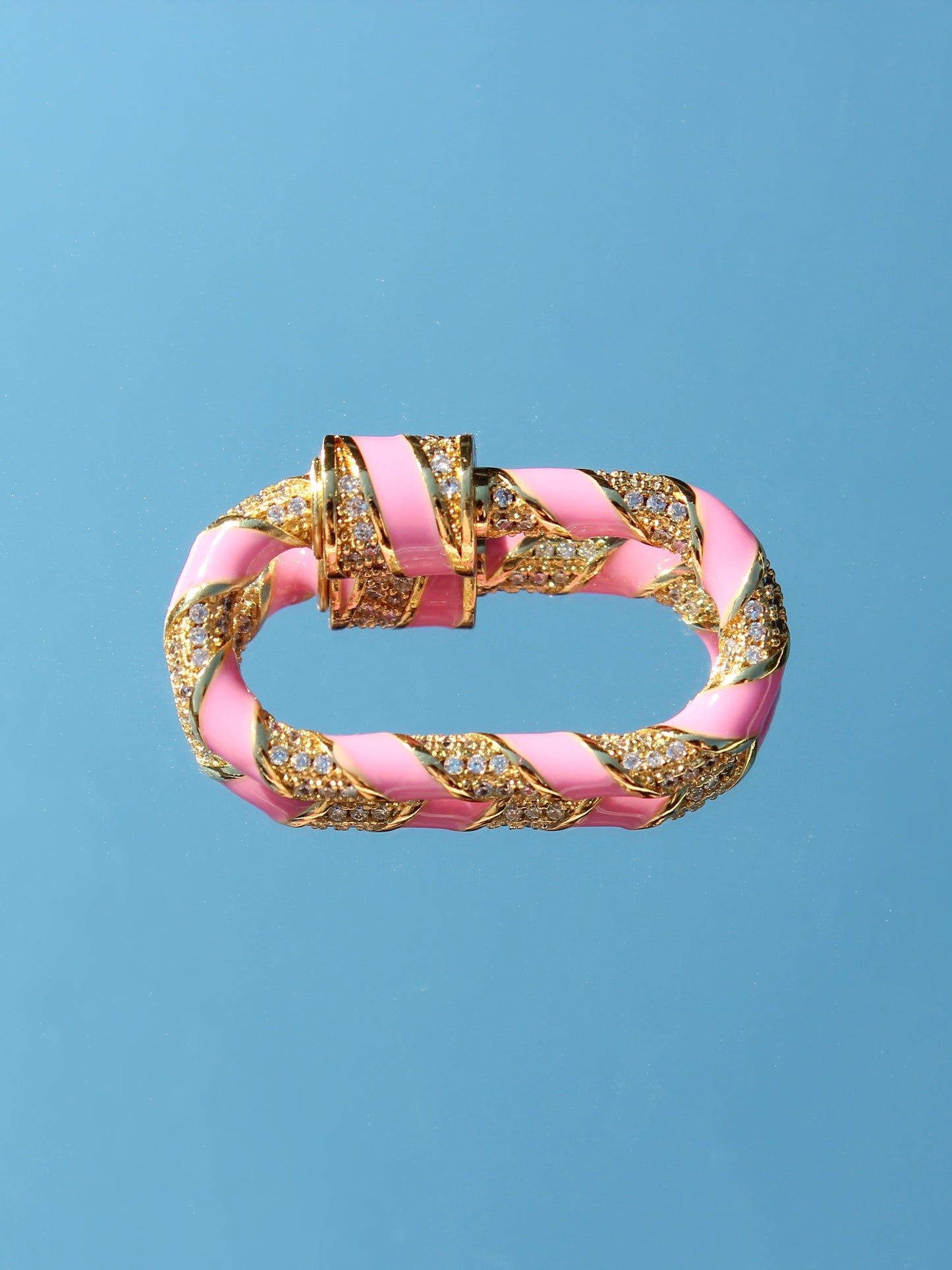 Large Pink Striped Carabiner Clasp