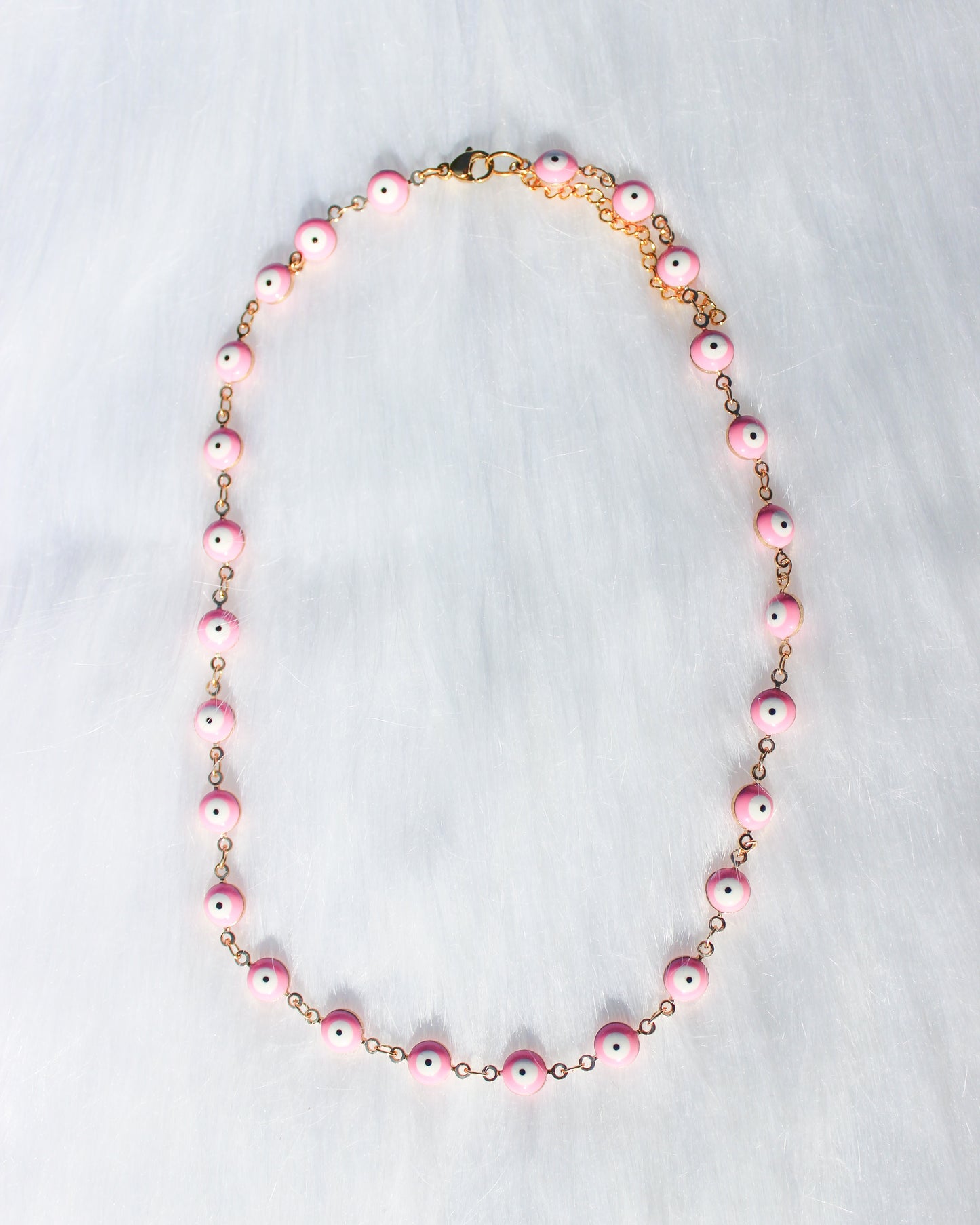 Pink Evil Eye Choker- Tarnish Resistant