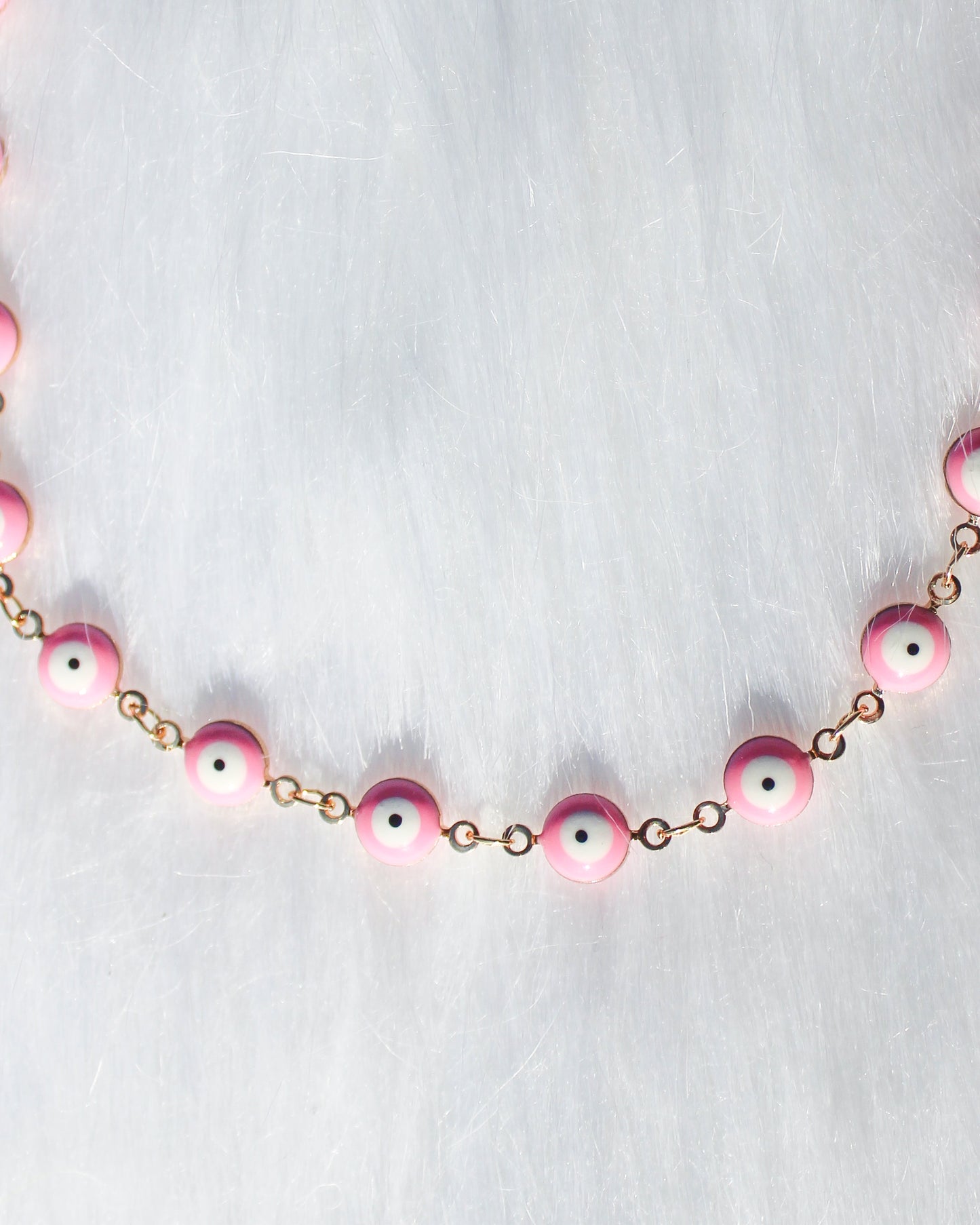 Pink Evil Eye Choker- Tarnish Resistant