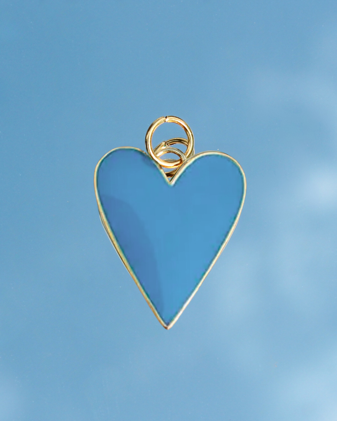 Teal Blue Enamel Heart Charm