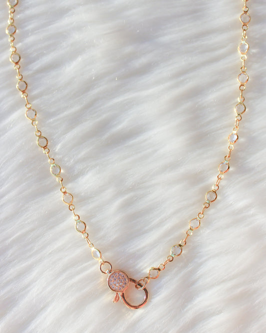 Front Clasp Choker- Gold Crystal Chain: No charm