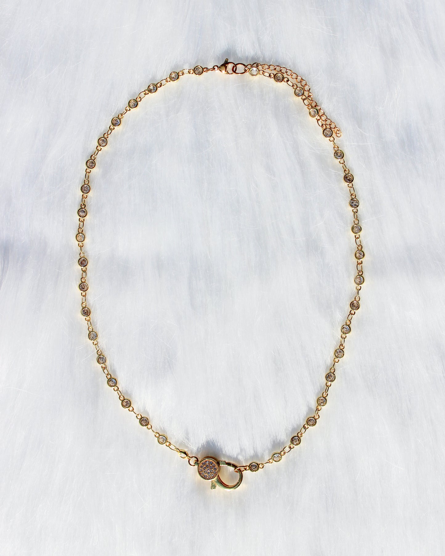 Front Clasp Choker- Gold Crystal Chain: No charm