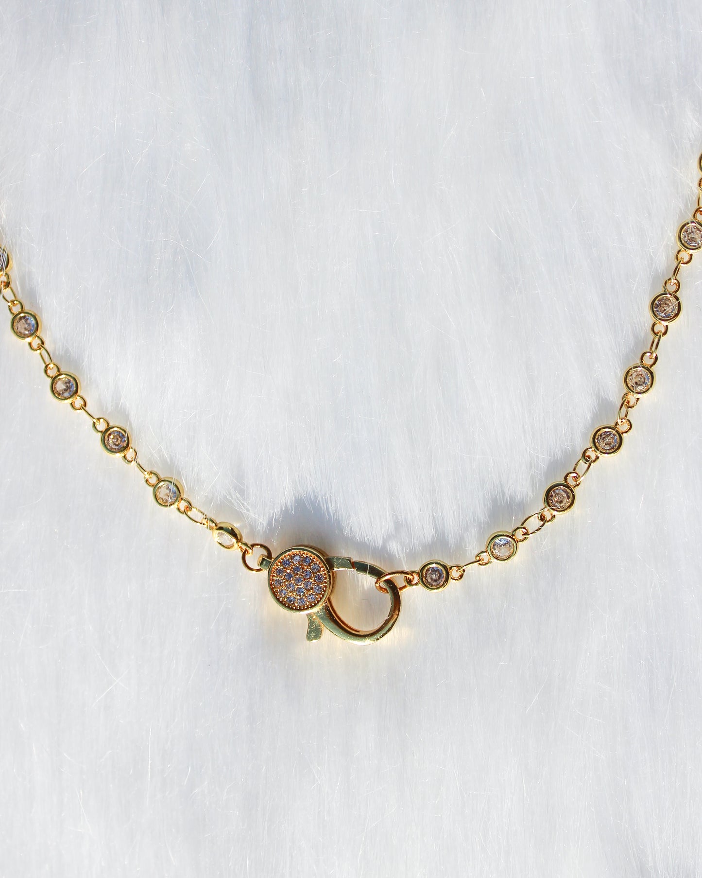 Front Clasp Choker- Gold Crystal Chain: No charm