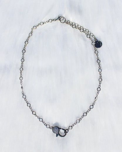 Front Clasp Choker- Gunmetal Crystal: No charm