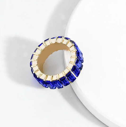 Gold Blue Crystal Ring