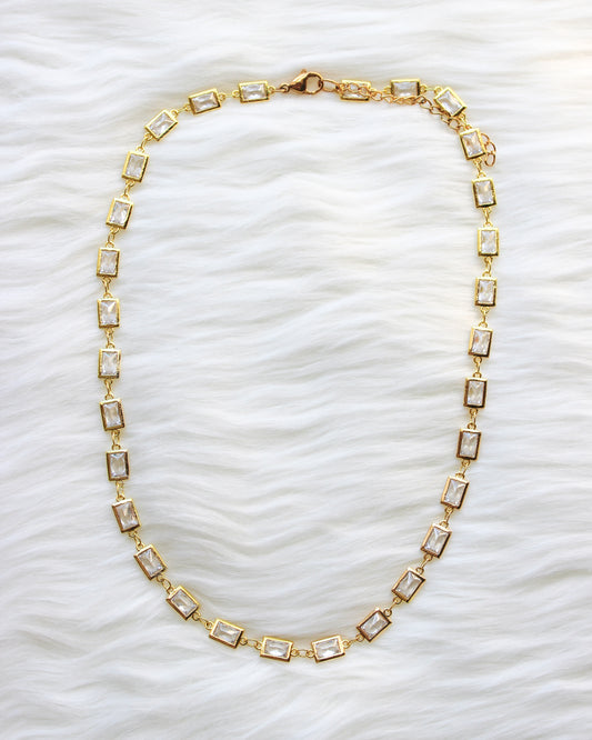 Gold Crystal Rectangle Choker