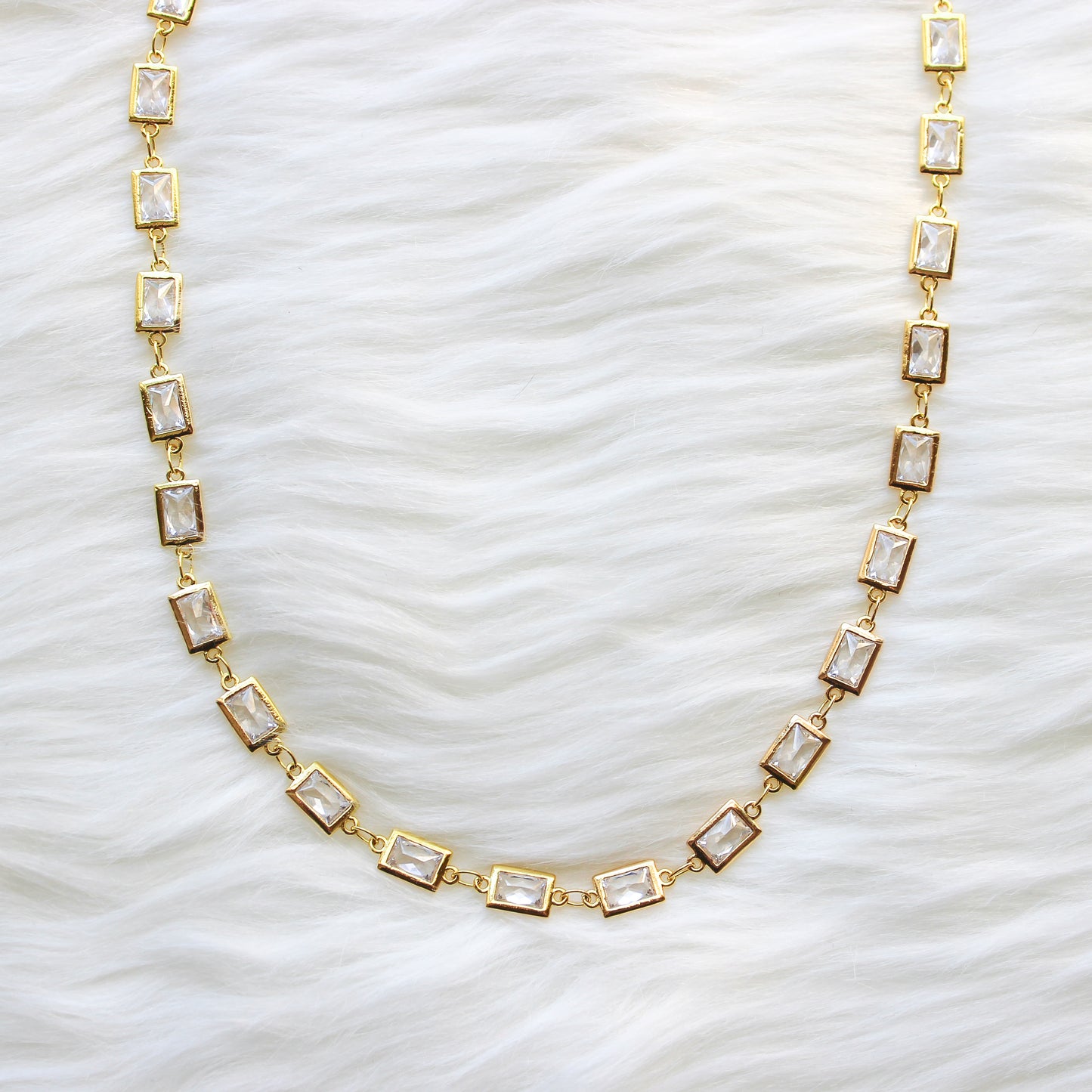 Gold Crystal Rectangle Choker