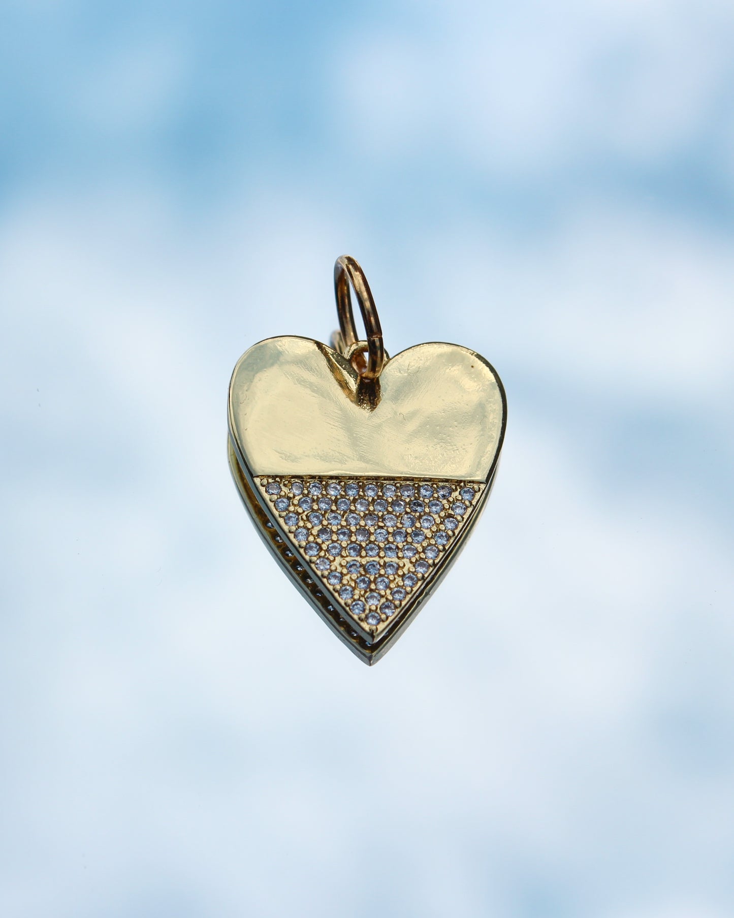 Half Pavé Heart Charm