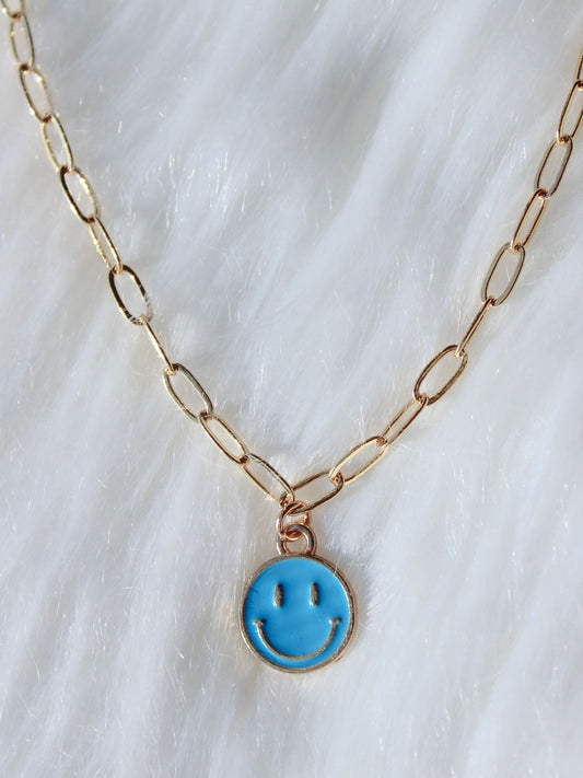 Blue Smiley Paperclip Choker
