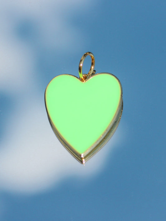 Green Enamel Heart Charm