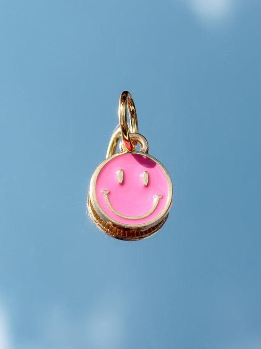 Small Hot Pink Smiley Charm