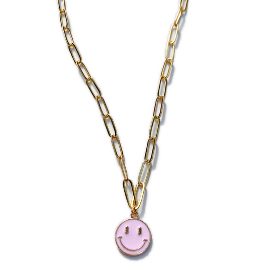 Large Light Pink Smiley Necklace
