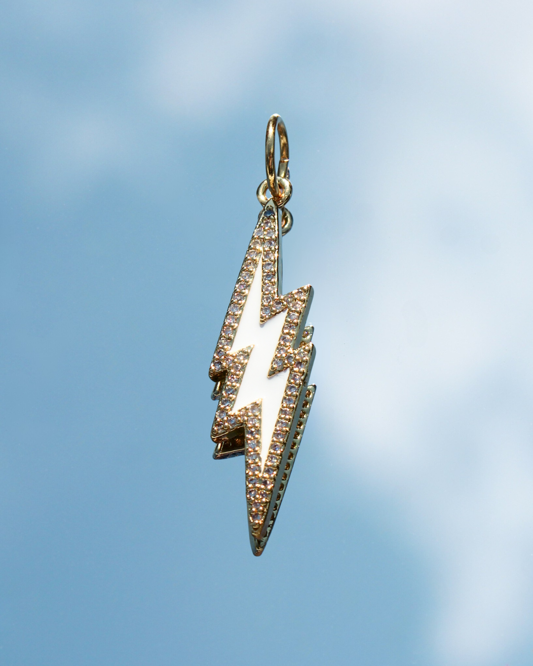 Large White Lightning Bolt Charm