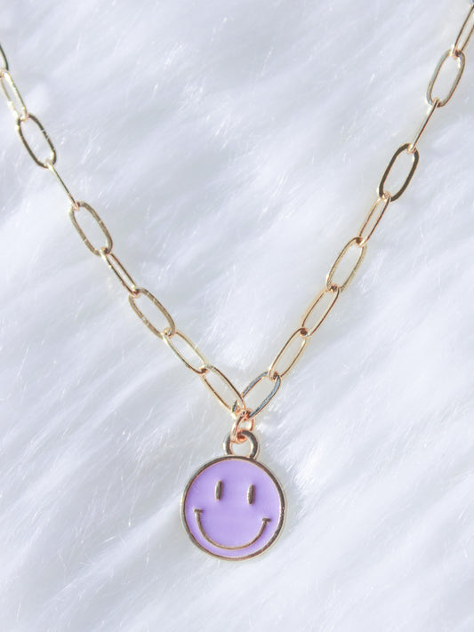 Lavender Smiley Paperclip Choker
