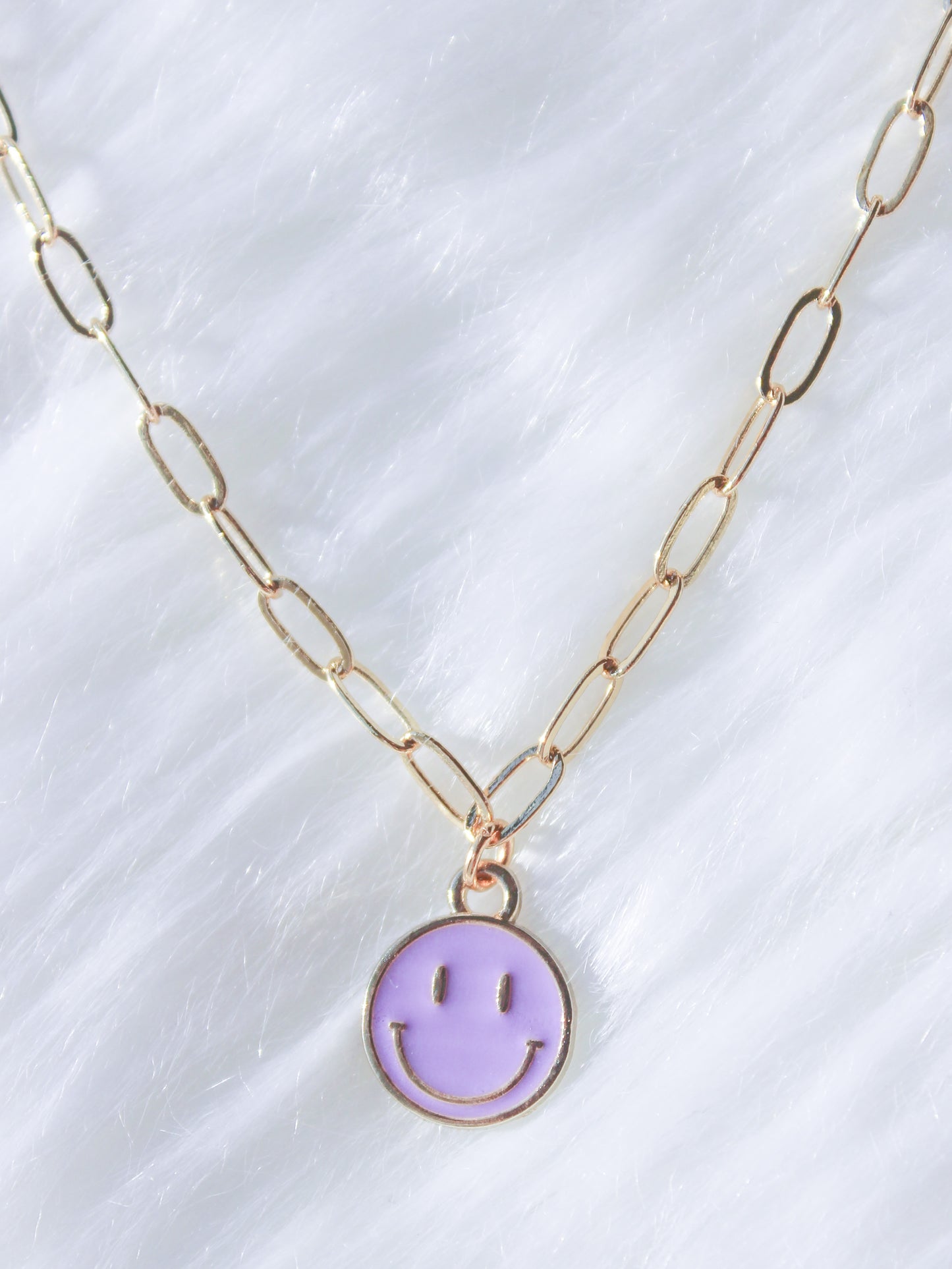 Lavender Smiley Paperclip Choker- Gold Plated