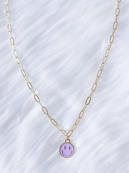 Lavender Smiley Paperclip Choker- Gold Plated