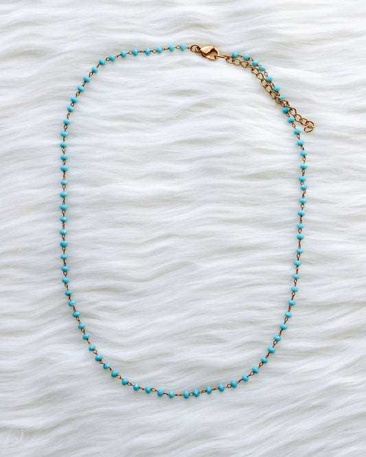 Mini Blue Beaded Choker