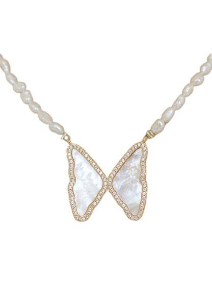 Mother of Pearl Butterfly Necklace