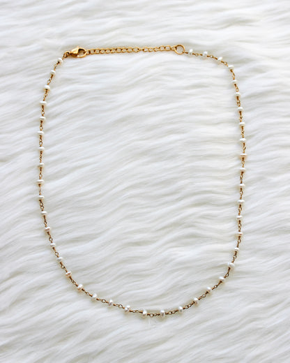 Pearl Beaded Rosary Chain Choker