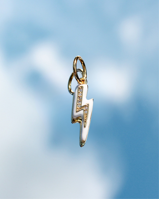 Small White Lightning Bolt Charm