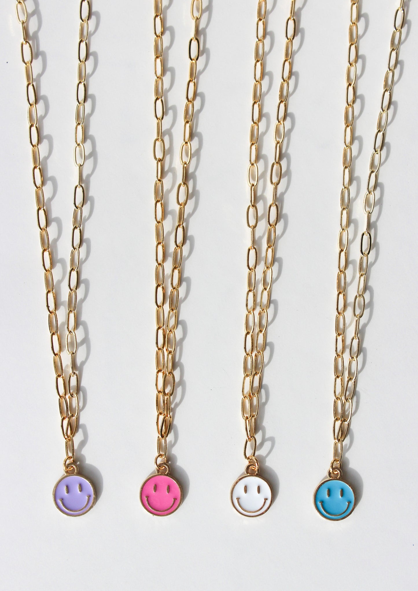 Pink Smiley Paperclip Choker- Gold Plated