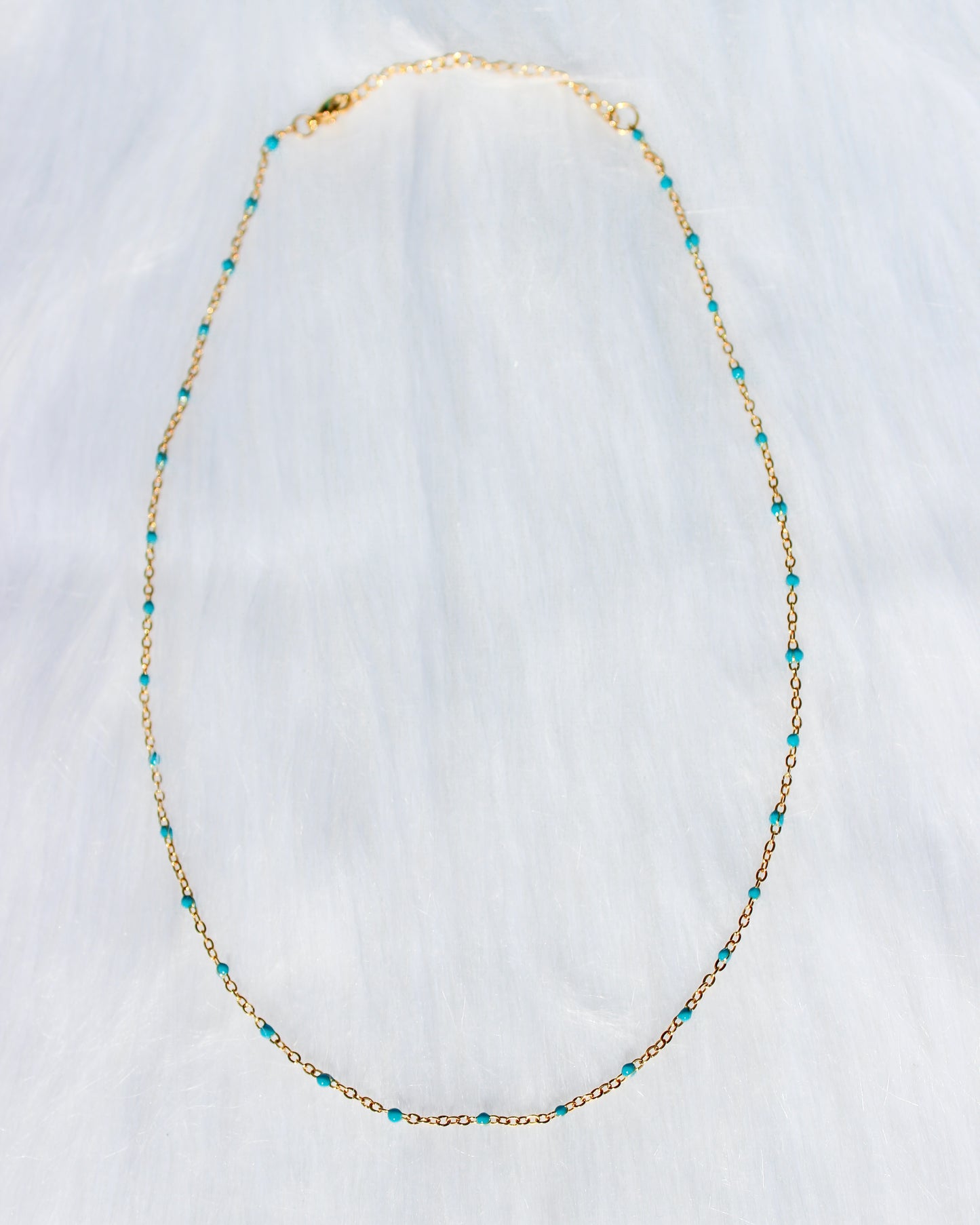 Teal Dot Necklace- Tarnish Resistant