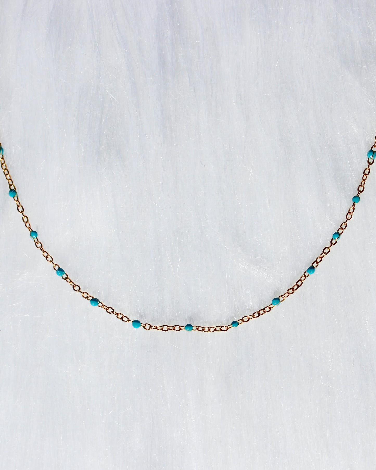 Teal Dot Necklace- Tarnish Resistant