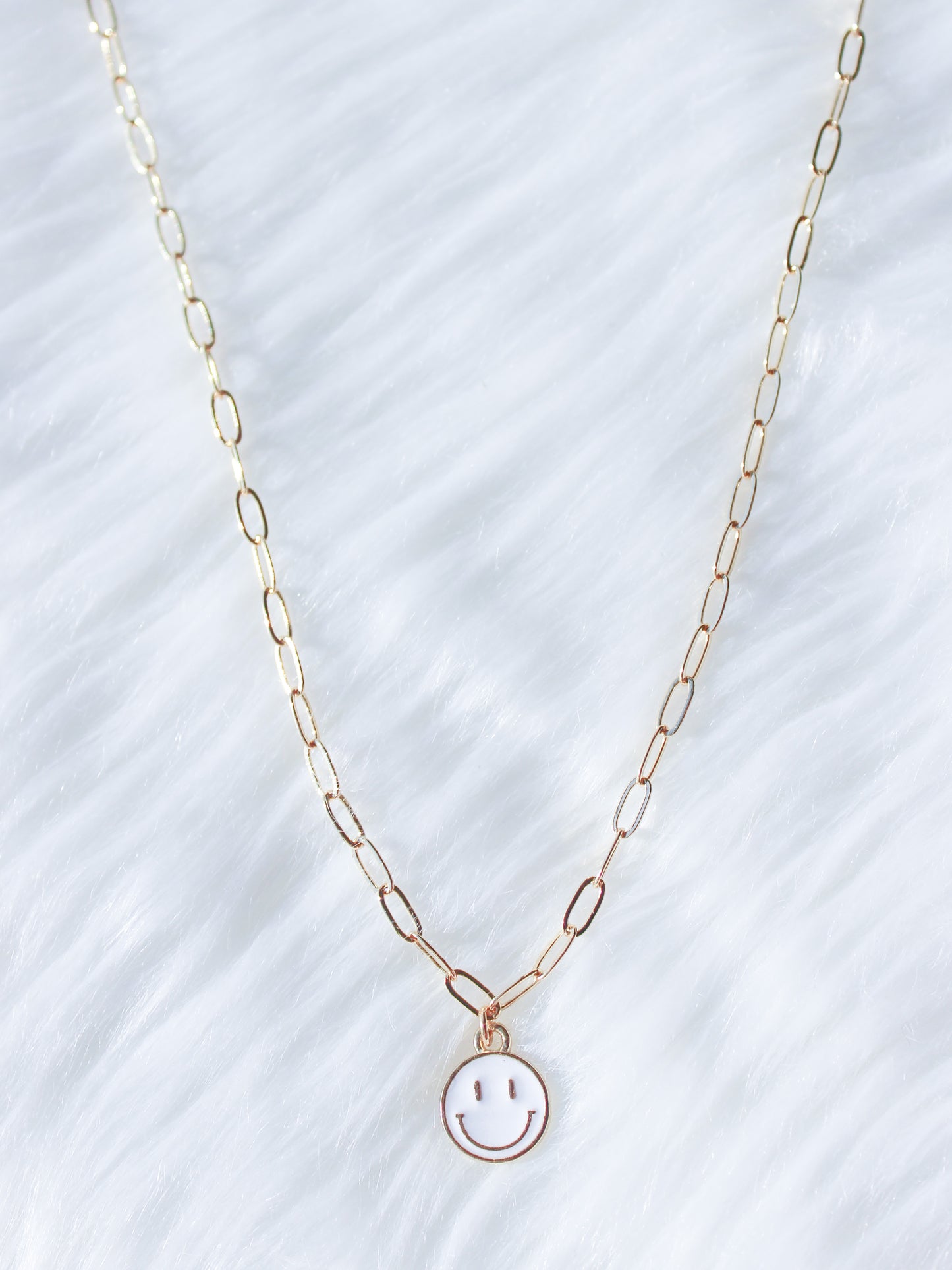 White Smiley Paperclip Choker- Gold Plated